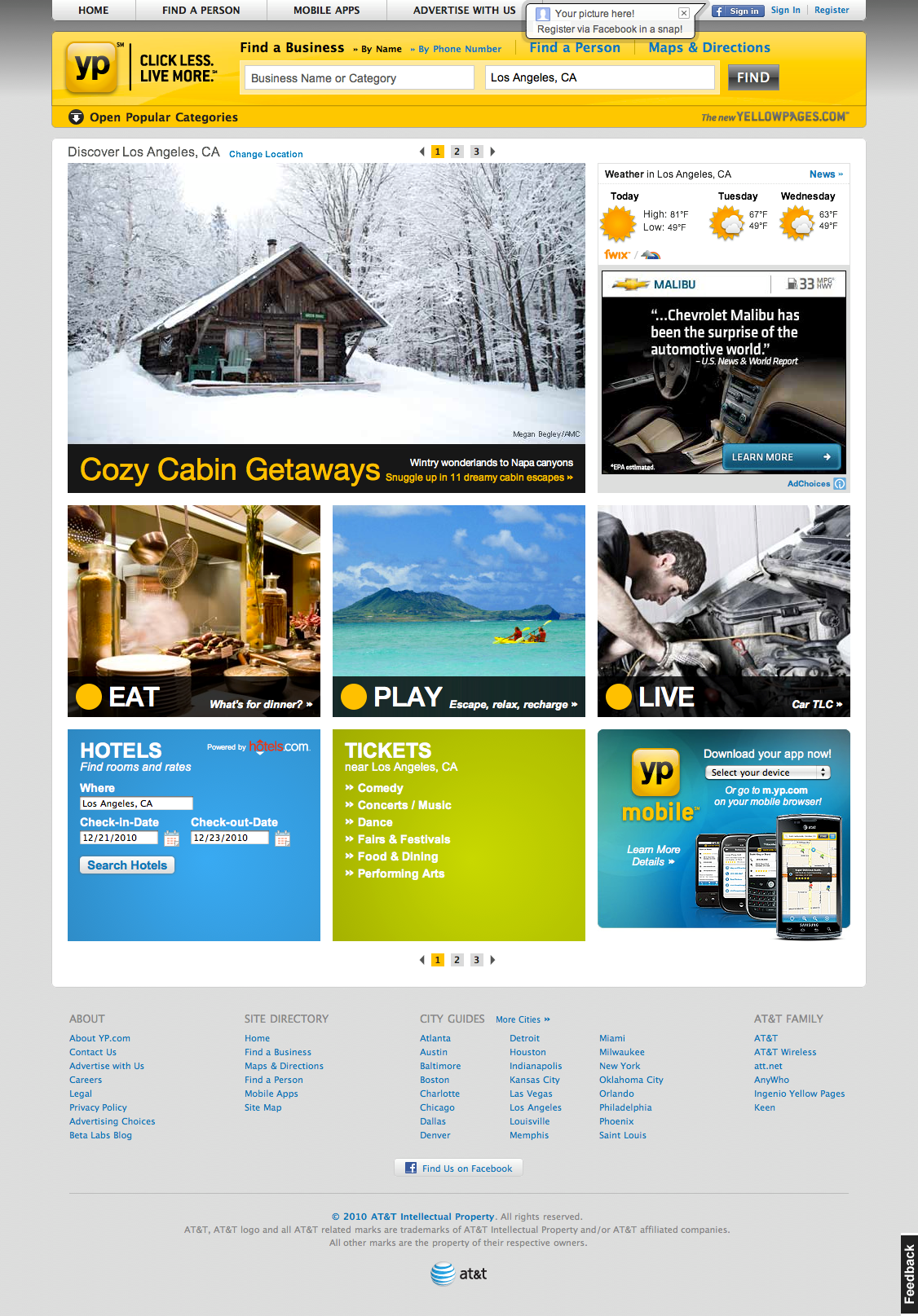 Yellow Pages (YP) homepage